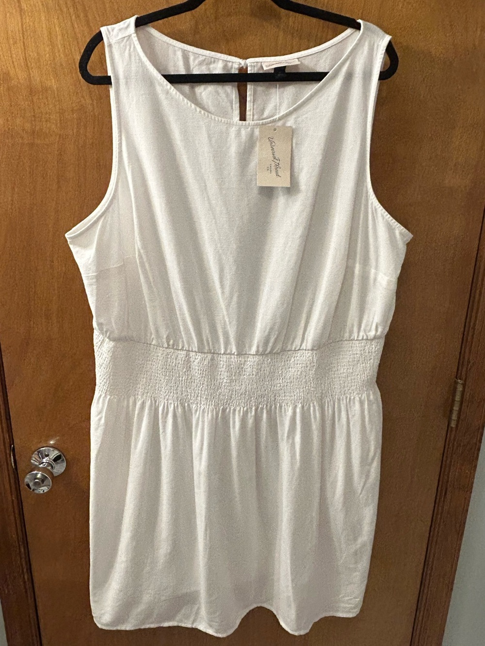 Universal Thread Linen White Sleeveless Dress with Scoop Neck